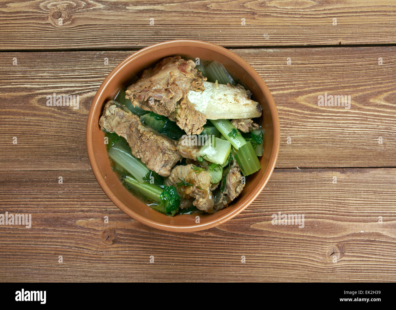 Chakapuli stew.made from lamb chops or veal, onions