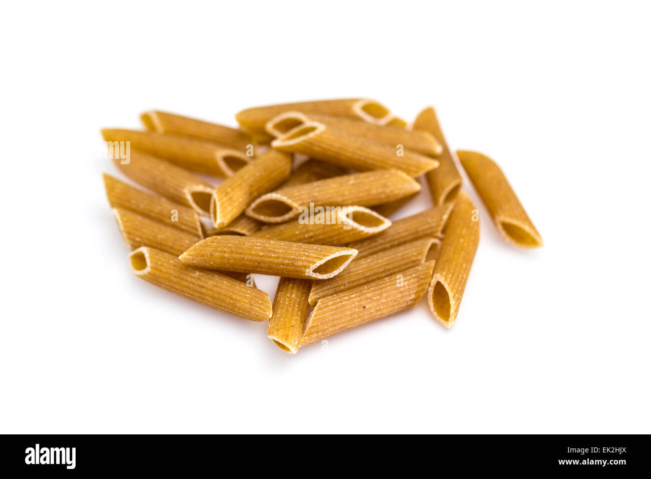 Wholegrain Pasta - Macaroni  isolated on white Background Stock Photo