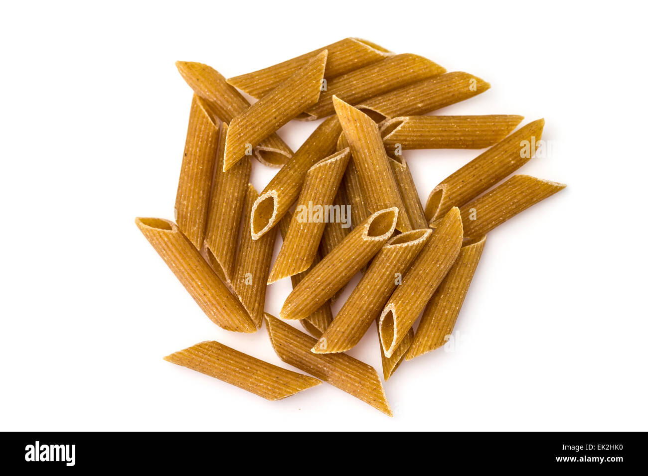 Wholegrain Pasta - Macaroni  isolated on white Background Stock Photo