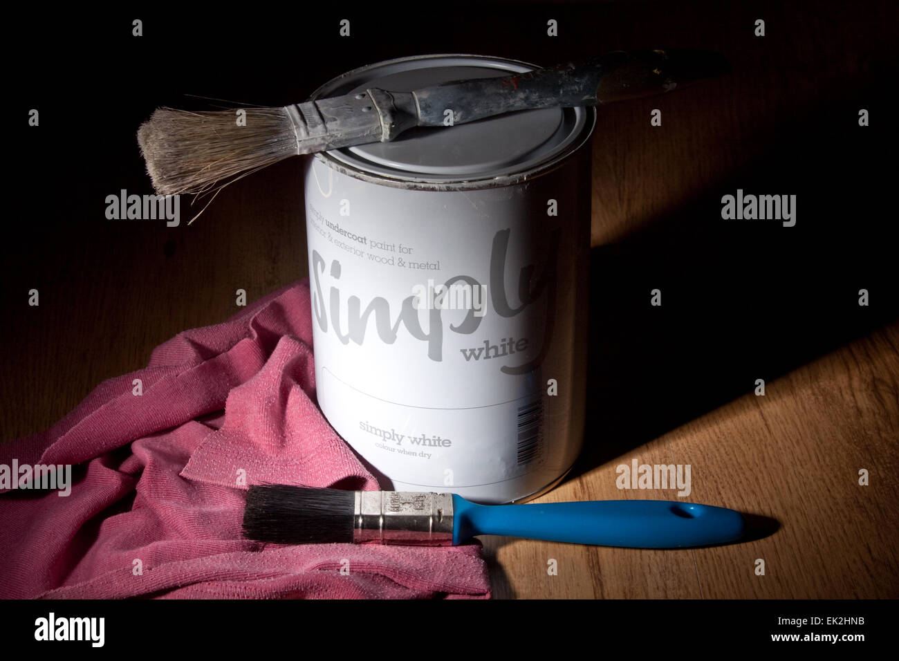 Paint Can and Brushes Stock Photo