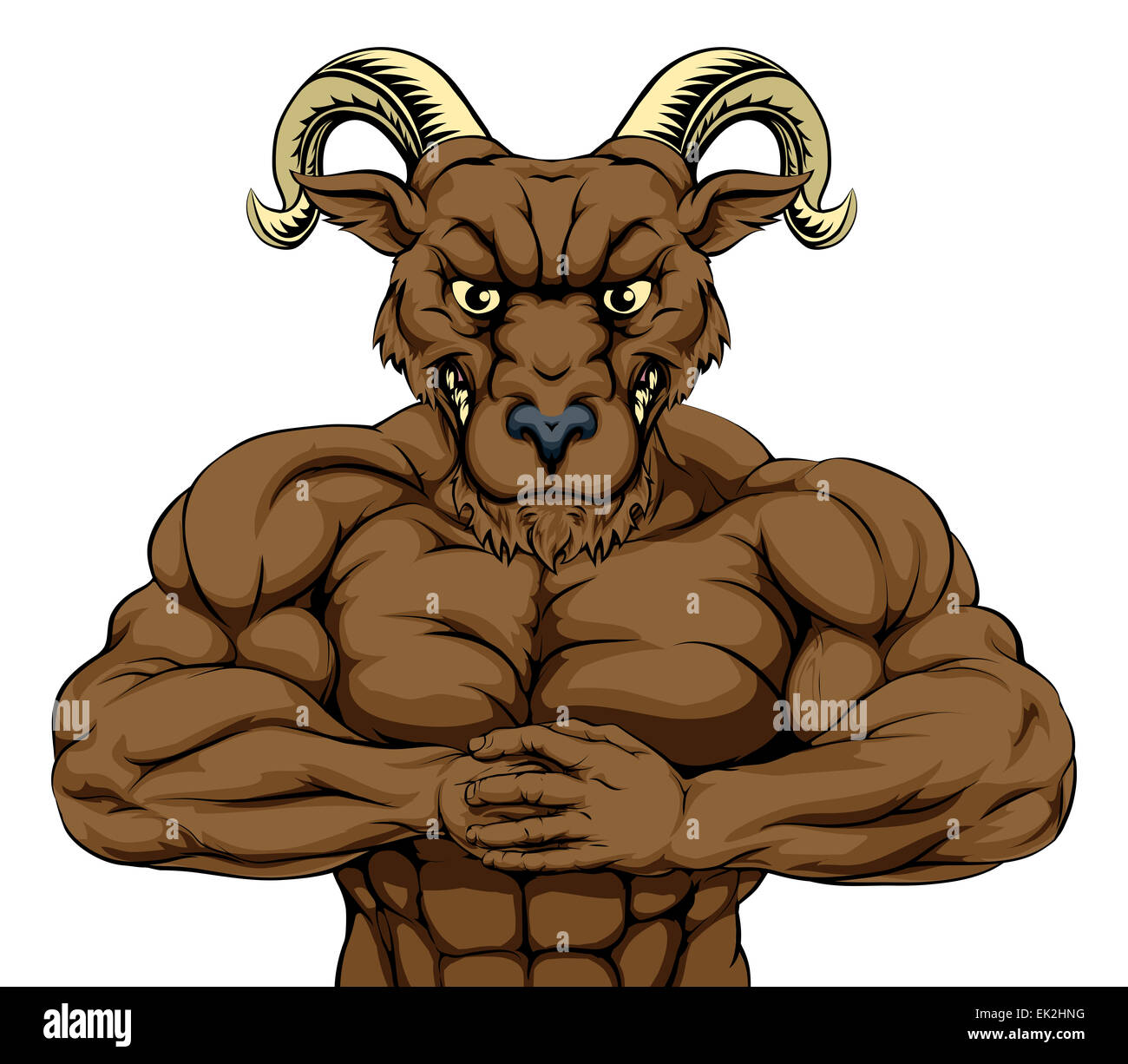 Mean looking ram character ready for combat punching fist into palm Stock  Photo - Alamy