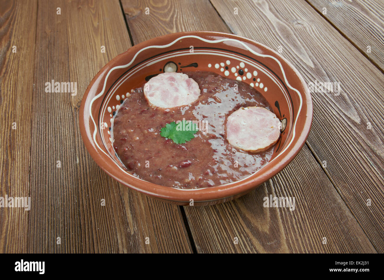 Southern Kidney Bean and Andouille sausage Soup.   . Stock Photo