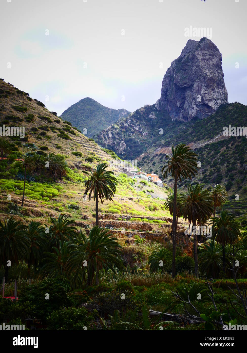 Roque Cano in Vallehermoso village La Gomera island Canary islands Spain Stock Photo