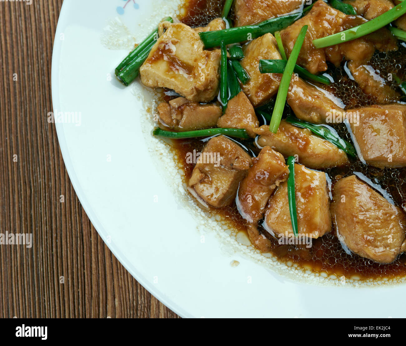 Mongolian Chicken American style Chinese food stir fried. preparation