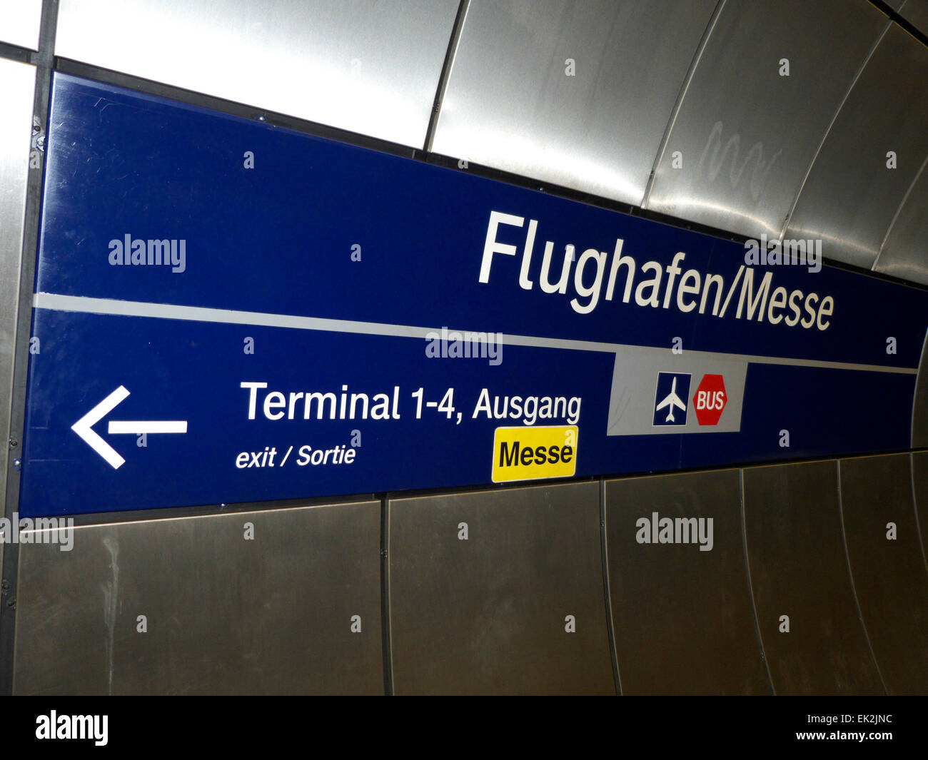Germany Stuttgart Airport terminal Messe subway Stock Photo
