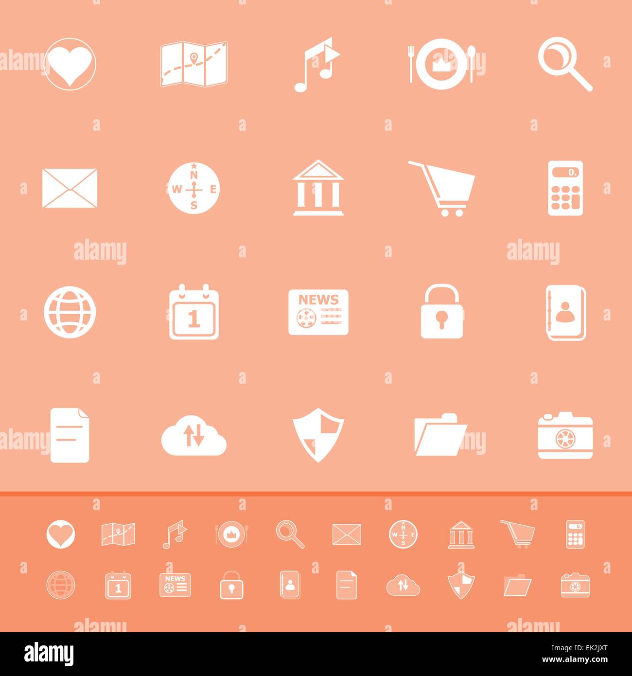 General application color icons on orange background, stock vector ...