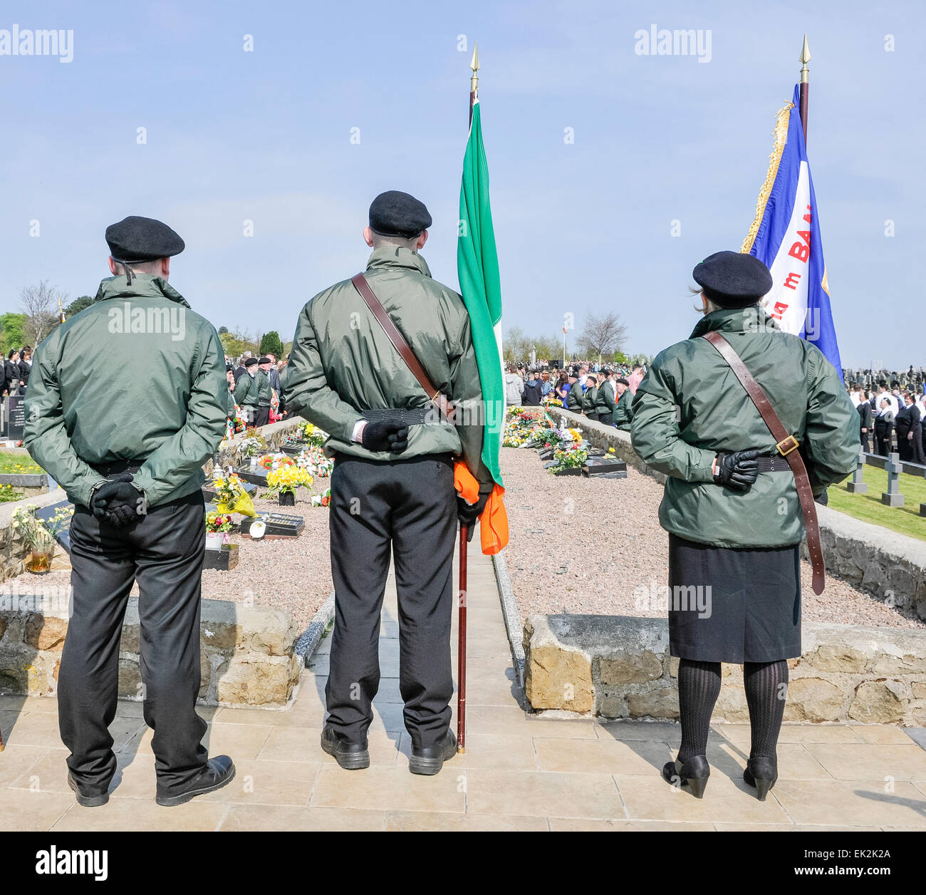 Sinn Fein commemorate their dead during the annual Easter Rising Commemoration, Belfast, Northern Ireland. Stock Photo