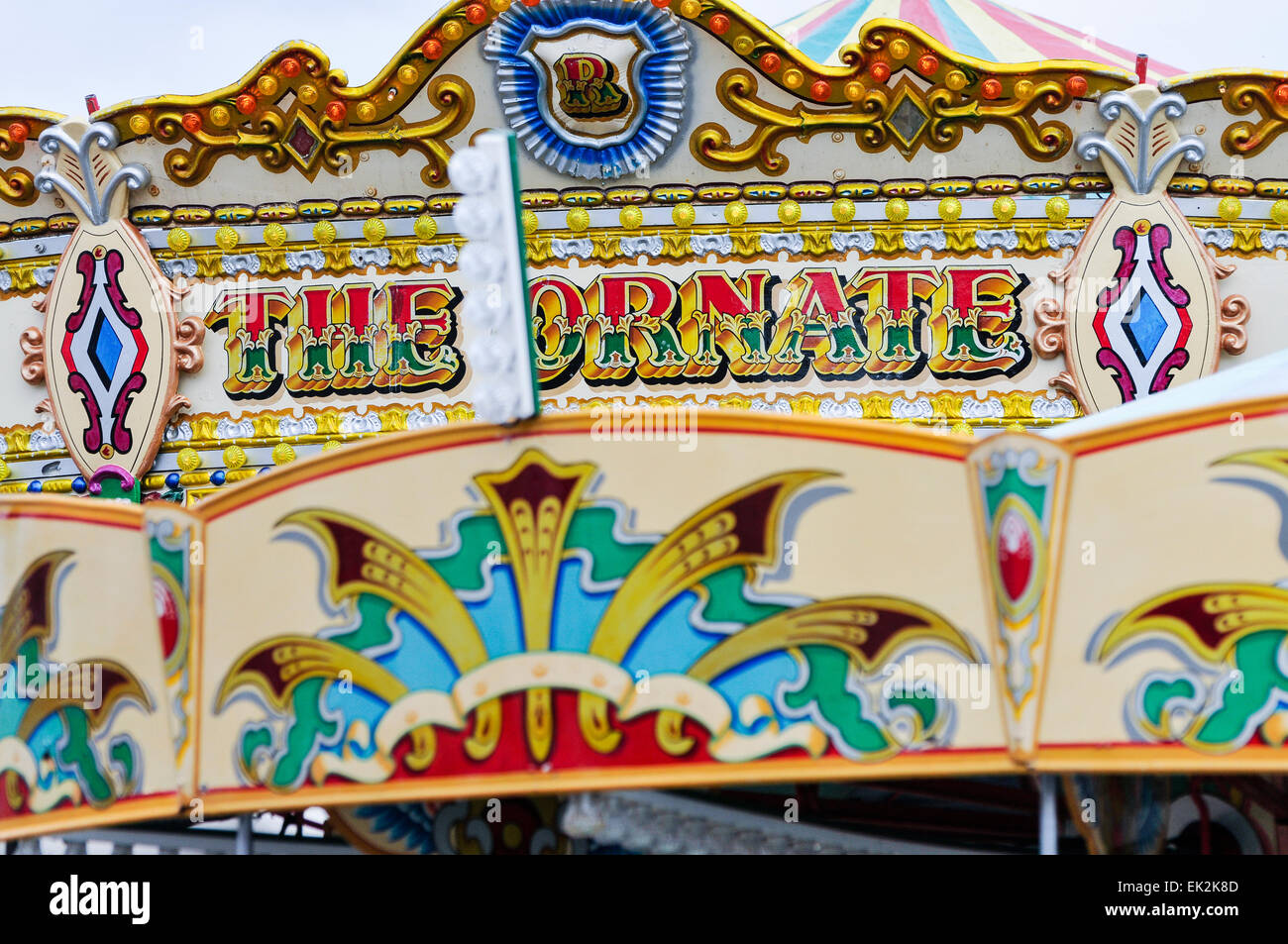 Ornate decorations on a fairground ride Stock Photo Alamy