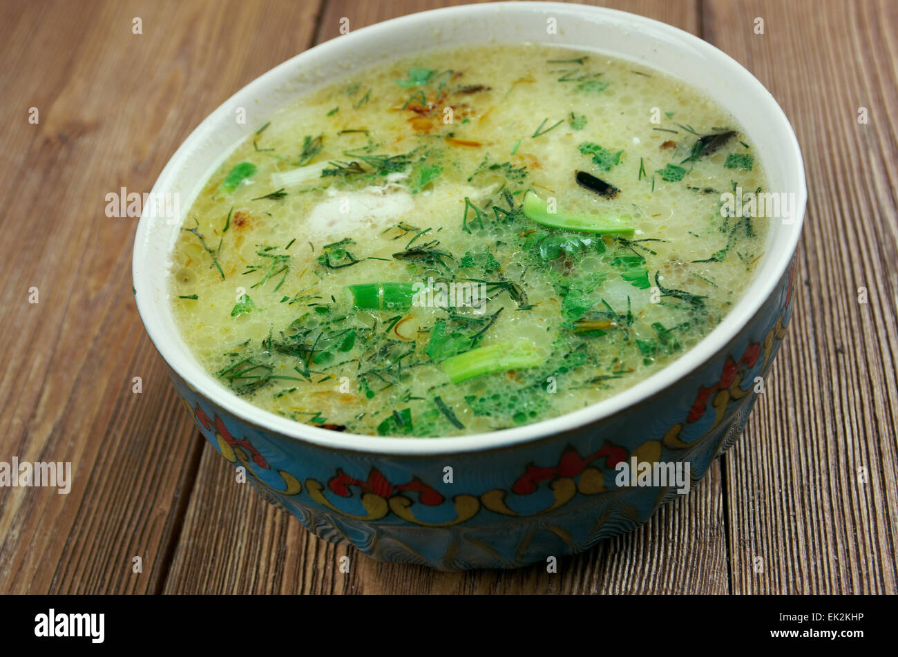 Chikhirtma - traditional Georgian soup. made with rich chicken broth