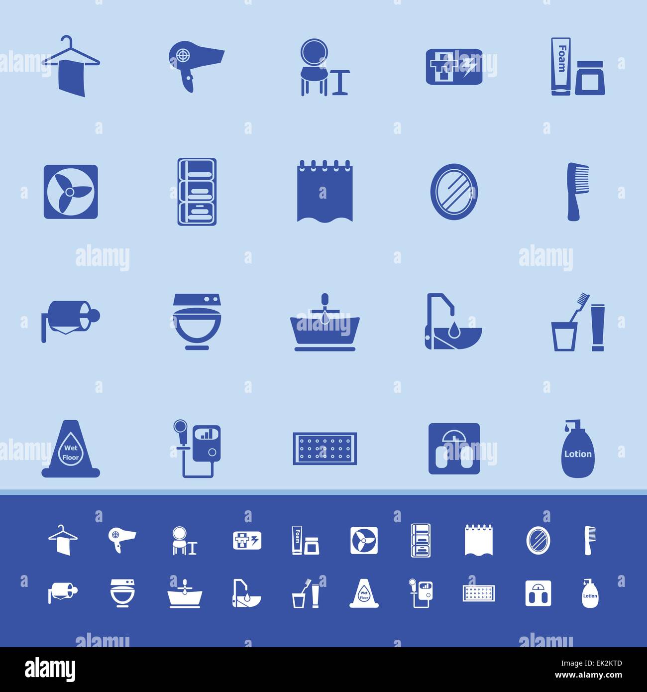 Bathroom color icons on blue background, stock vector Stock Vector ...