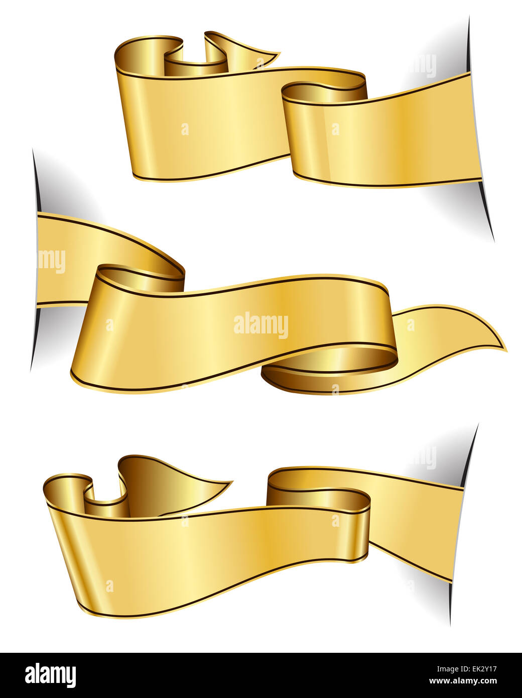 Gold ribbon collection isolated on white background Stock Photo - Alamy