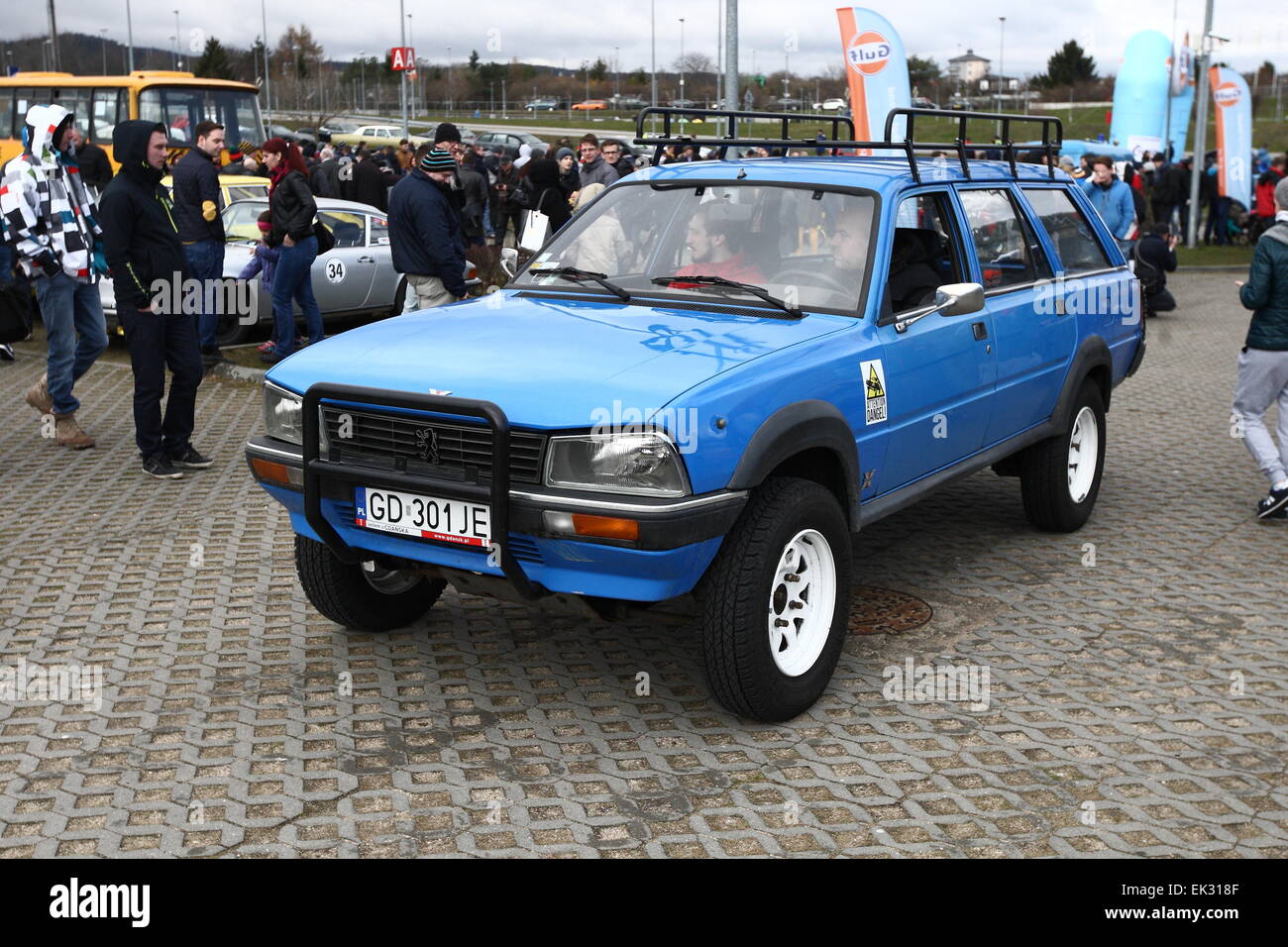 Gdansk, Poland. 6th April, 2015. Classic cars seazon opening in Gdansk. Hundreds of classic cars enthusiast shows their cars , all build before the 1989. Pictured : French Peugeot 505 Dangel 4x4 Credit:  Michal Fludra/Alamy Live News Stock Photo