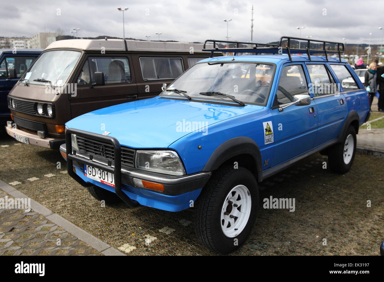 Gdansk, Poland. 6th April, 2015. Classic cars seazon opening in Gdansk. Hundreds of classic cars enthusiast shows their cars , all build before the 1989. Pictured : French Peugeot 505 Dangel 4x4 Credit:  Michal Fludra/Alamy Live News Stock Photo