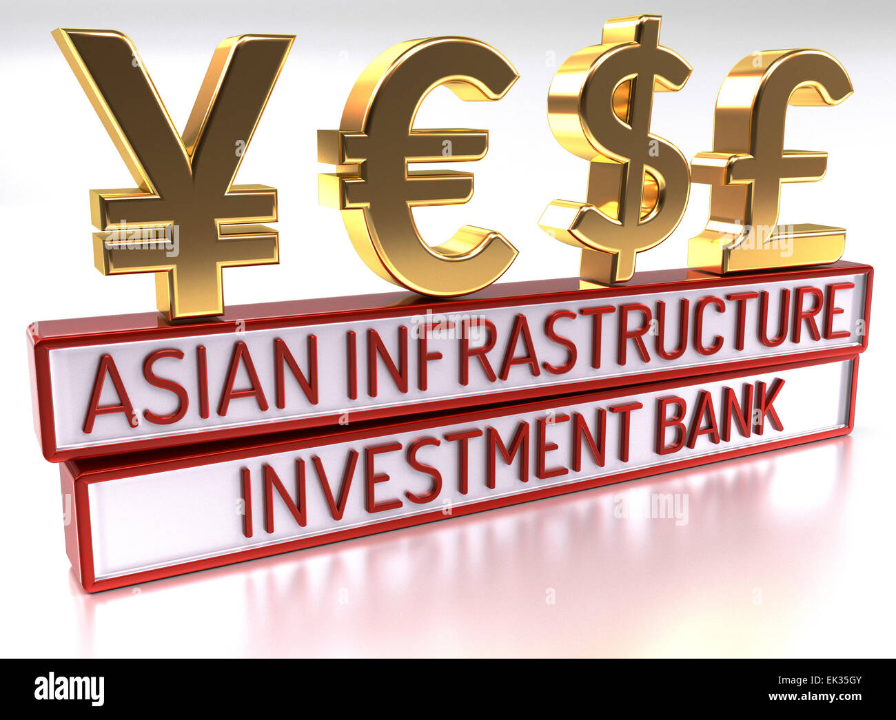 AIIB - The Asian Infrastructure Investment Bank - 3D Render Stock Photo