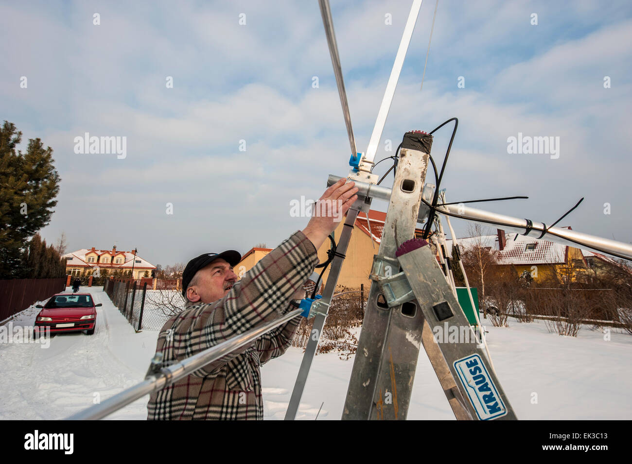 Amateur Radio antenna installation near Warsaw, Poland Stock Photo Alamy