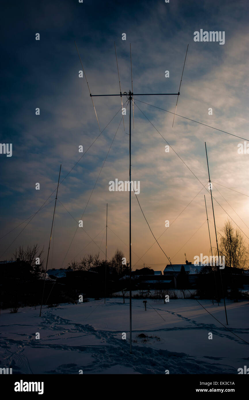 Amateur Radio antenna installation near Warsaw, Poland Stock Photo Alamy