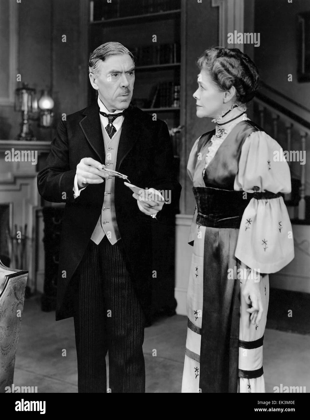 Leo G. Carroll, Janet Beecher, on-set of the Broadway Play 'The Late George Apley', Lyceum Theater, New York, 1944 Stock Photo