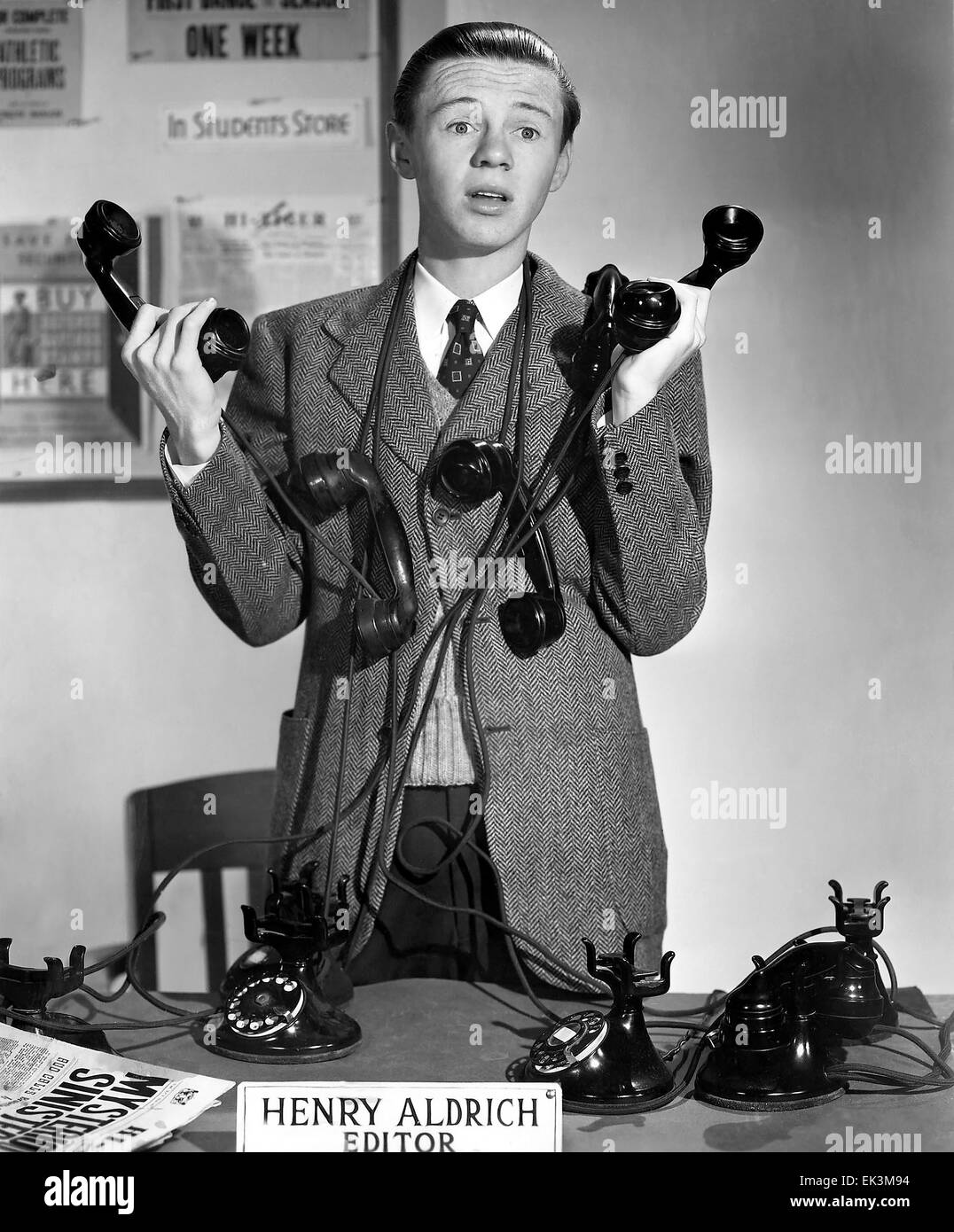 Jimmy Lydon, on-set of the Film 'Henry Aldrich, Editor', 1942 Stock Photo