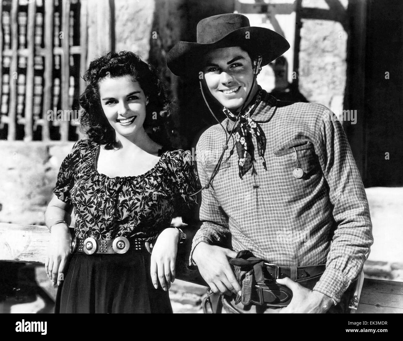 Jane Russell, Jack Buetel, on-set of the Film 'The Outlaw', 1943 Stock Photo