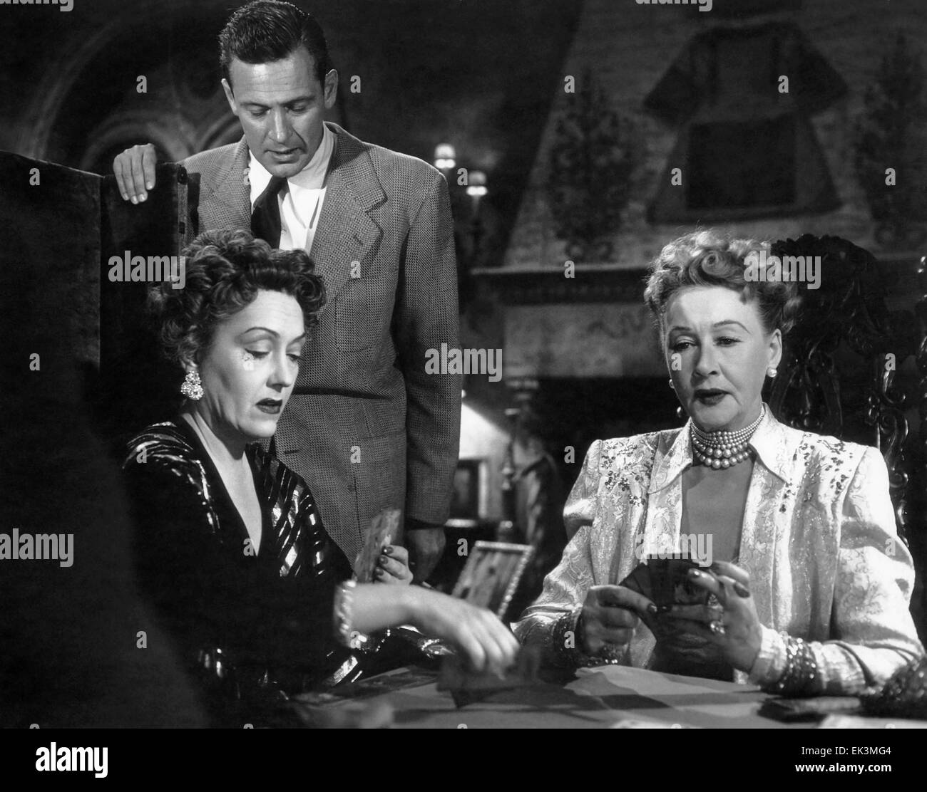 Gloria Swanson, William Holden, Anna Q. Nilsson, on-set of the Film 'Sunset Boulevard', 1950 Stock Photo