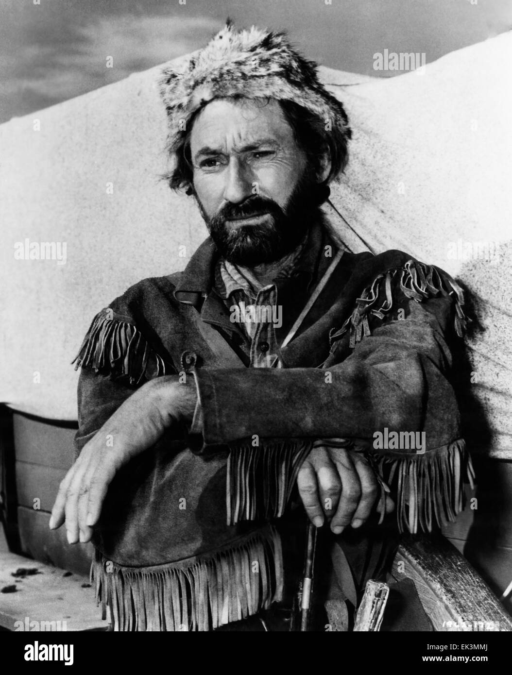 Arthur Hunnicutt, as Davy Crockett, on-set of the Film 'the Last Command', 1955 Stock Photo