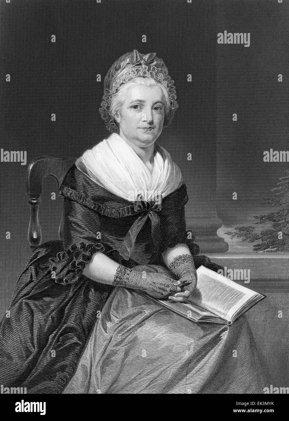 Martha Washington, Wife of First U.S. President George Washington, Engraved from Portrait by Alonzo Chappel, circa 1790's Stock Photo