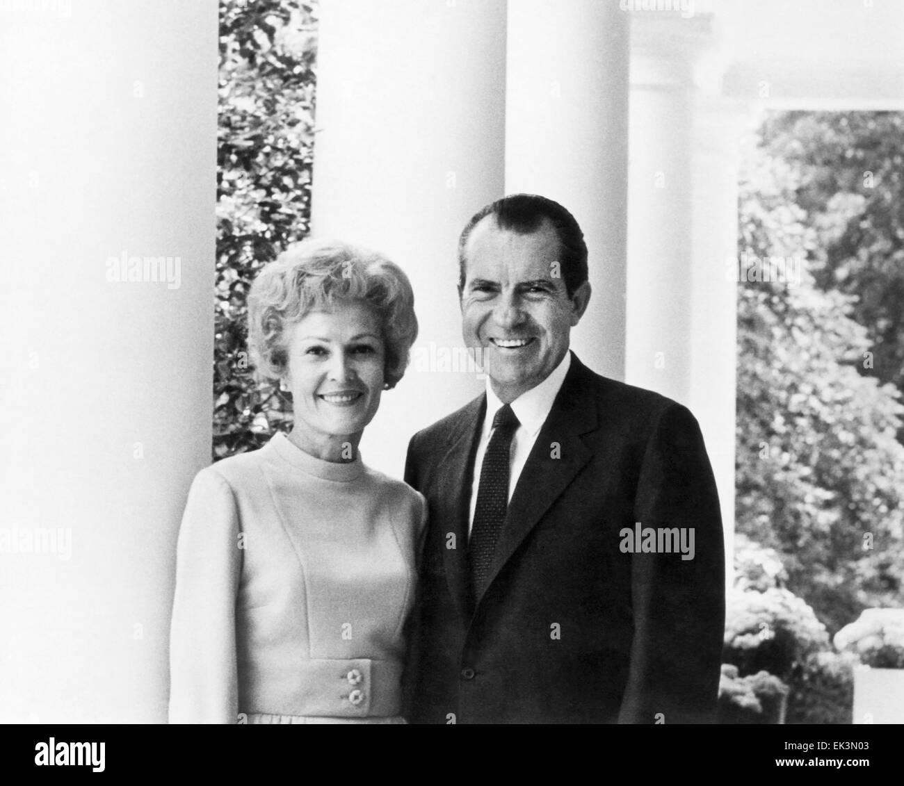 U.S. President Richard Nixon and his wife, Pat, Portrait at White House, Washington, DC, 1969 Stock Photo