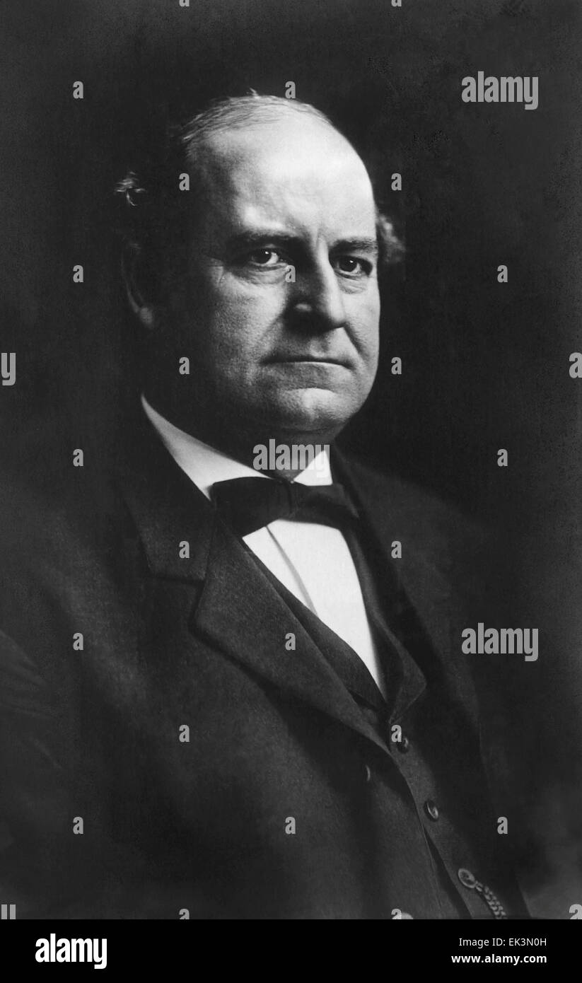 William Jennings Bryan (1860-1925) American Politician and participant in the Famous Scopes Trial of 1925 Portrait circa early Stock Photo