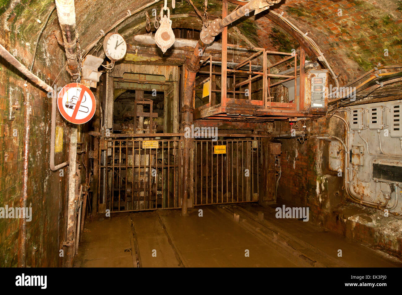 The old elevator in the Rammelsberg mineshaft in Goslar Harz Germany Stock Photo