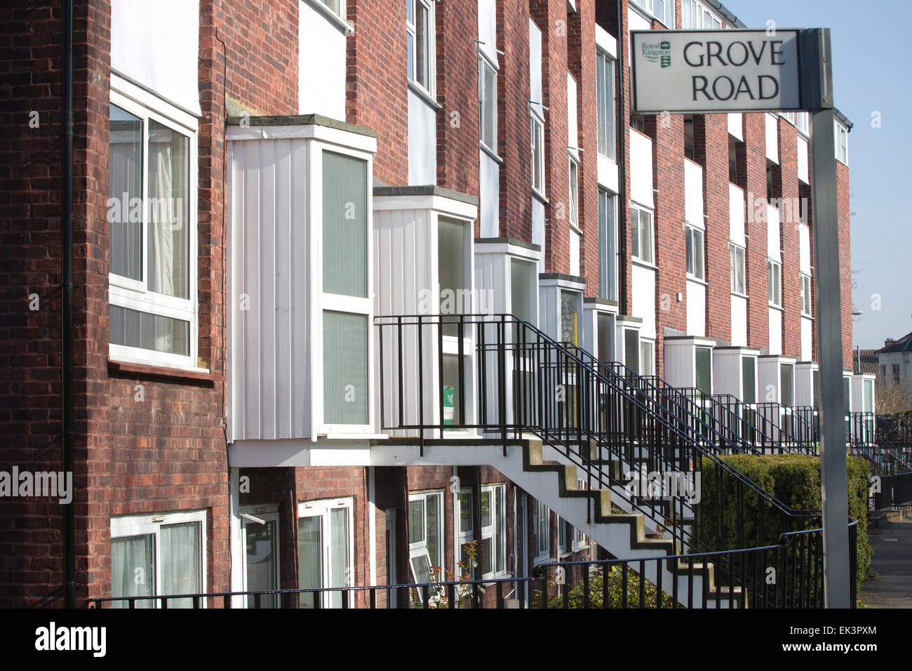 Row of suburban terraced houses in Surbiton, Royal Borough of Kingston