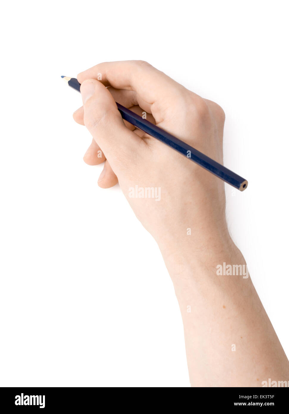 Men's hand with a pencil on a white background Stock Photo - Alamy