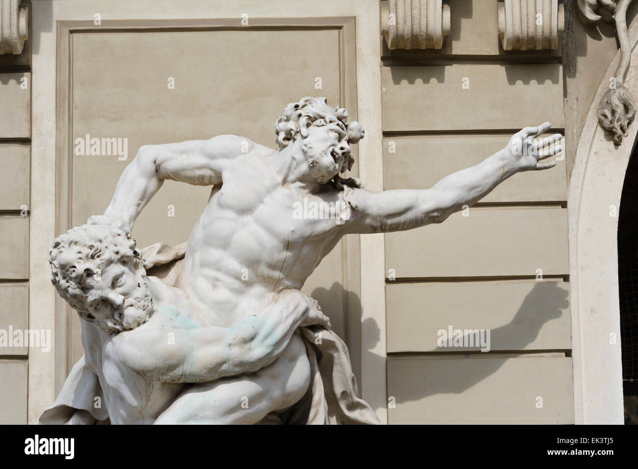 Statue of Hercules fighting Antaeus outside St Michael's gate of Hofburg Imperial Palace, Vienna, Austria. Stock Photo