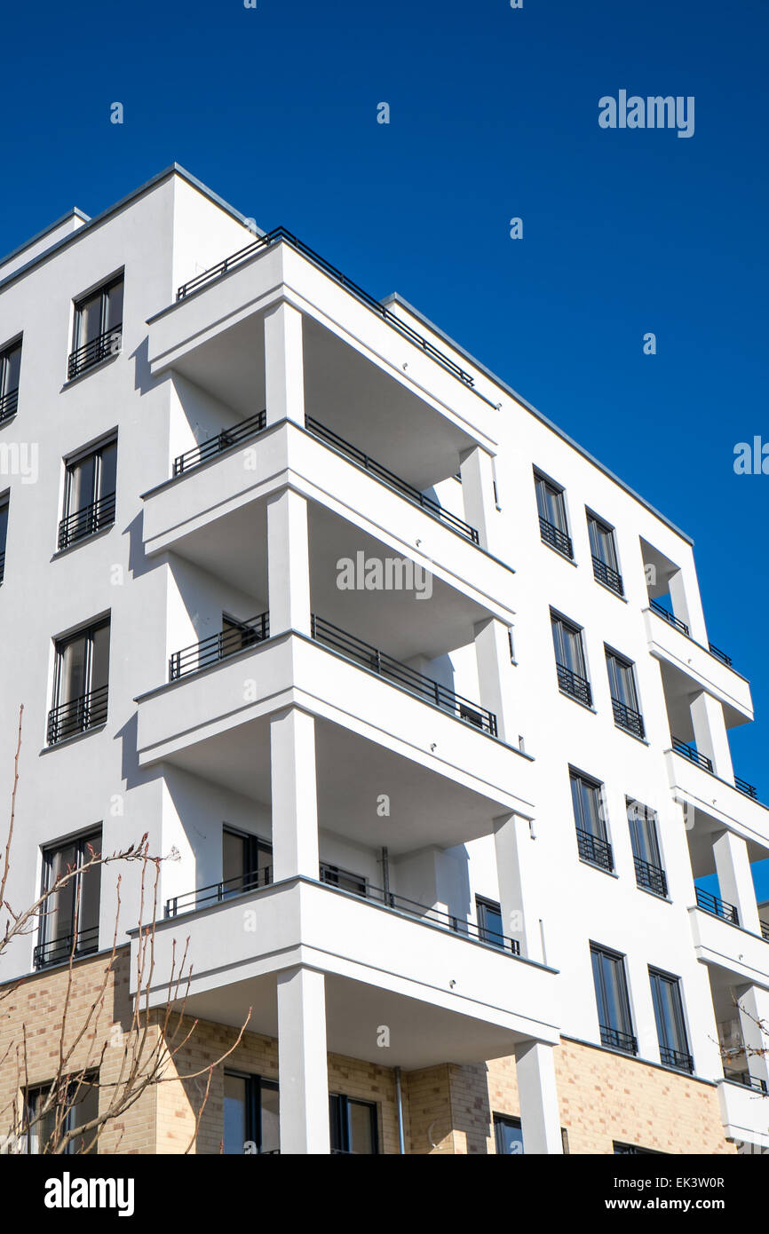New white apartment house seen in Berlin Stock Photo - Alamy