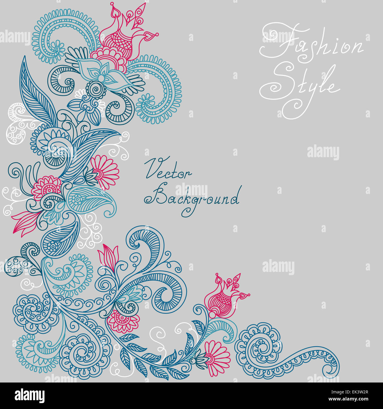 vector blue and red floral pattern Stock Photo