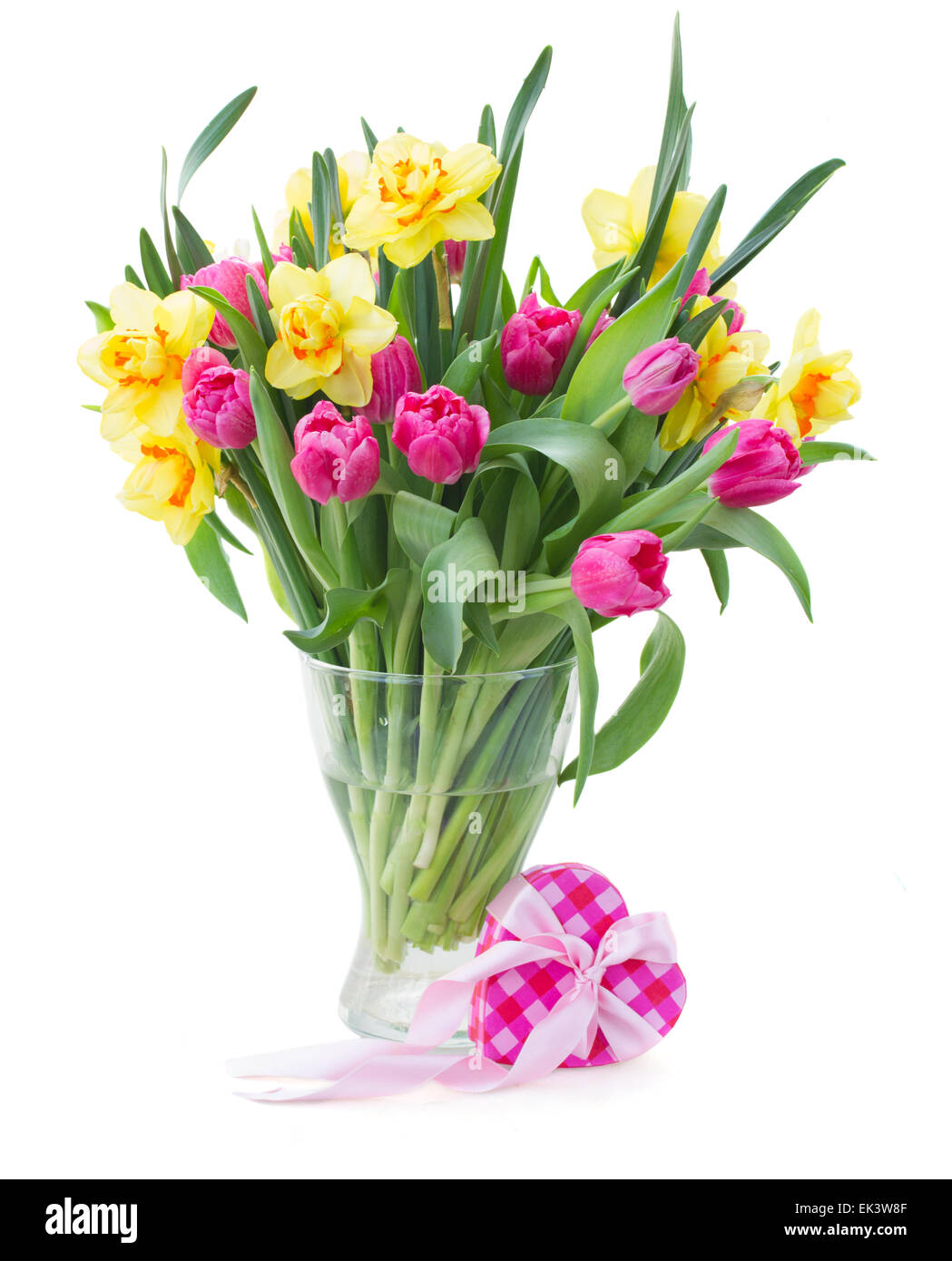 bunch of tulips and daffodils in vase Stock Photo - Alamy