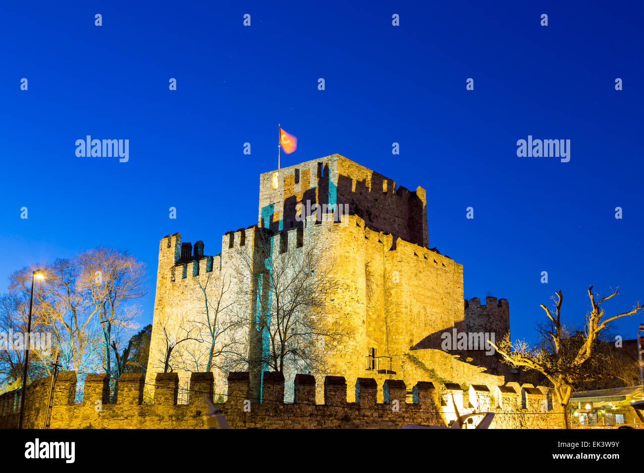 Anadolu Hisari twilight view, Anatolian Castle, near Goksu Creek in Istanbul, on the Anatolian (Asian) side of the Bosporus. It Stock Photo