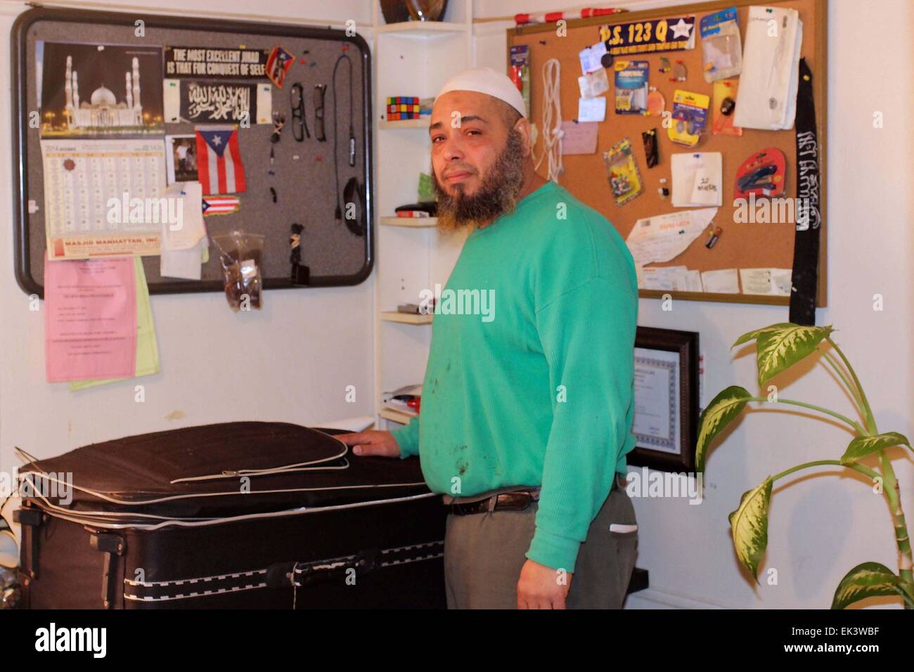 New York, New York, USA. 4th Apr, 2015. At home with Abu Bakr, husband of terror suspect Noelle Valentzas, Inwood St. Queens, Exclusive photos by John M. Mantel © John Marshall Mantel/ZUMA Wire/Alamy Live News Stock Photo