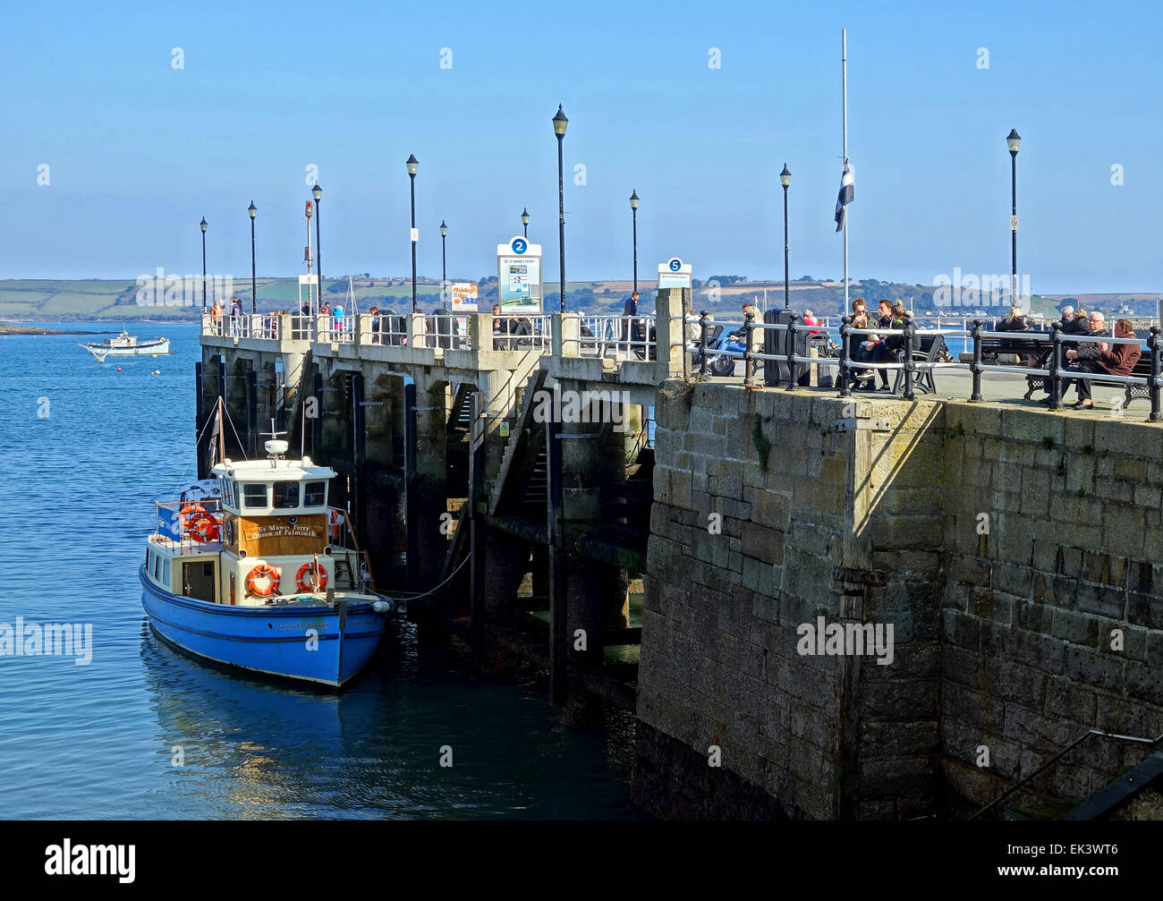 ferry boat at the pier in falmouth, cornwall, uk Stock Photo