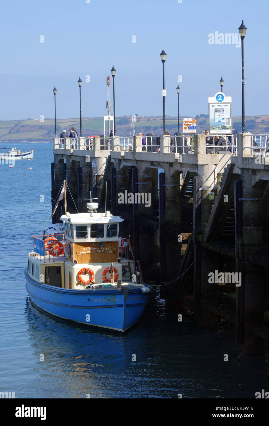 ferry boat at the pier in falmouth, cornwall, uk Stock Photo