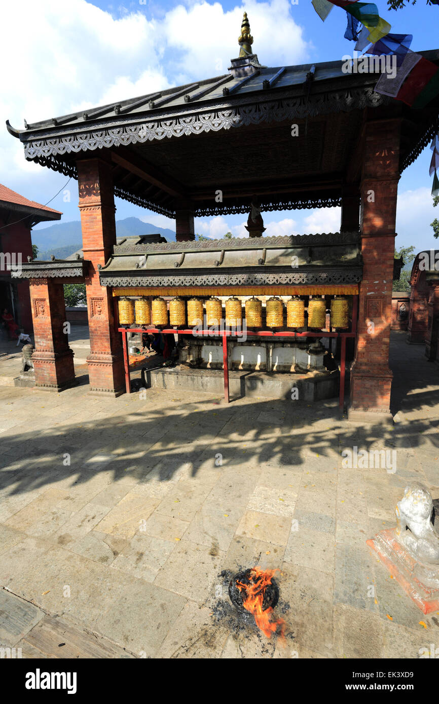 Religious Prayer Wheels at the Buddhist Stupa, Monkey Temple, UNESCO ...