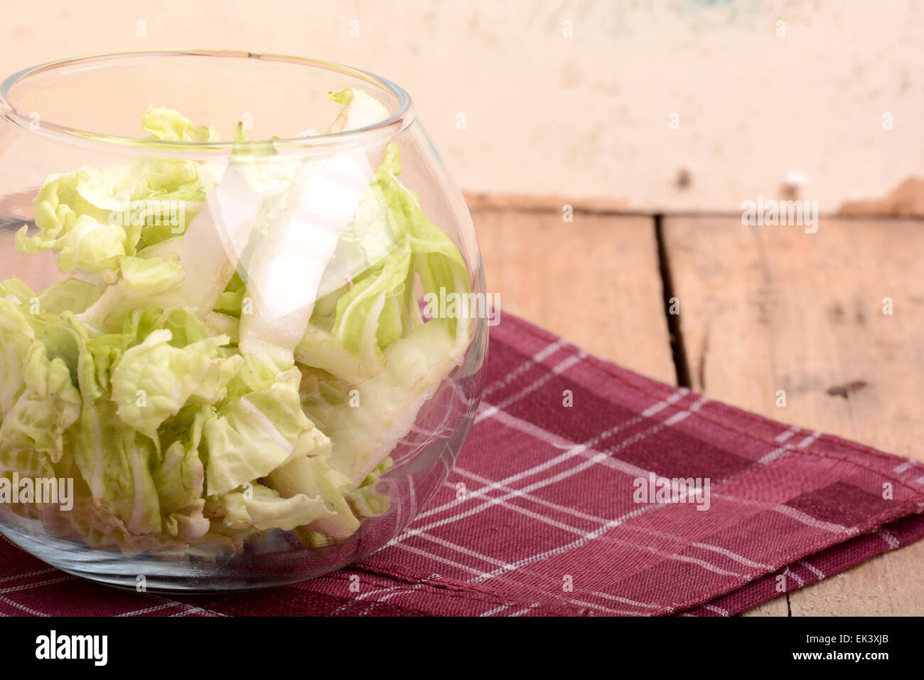 Cabbage chopped in glass bowl Stock Photo Alamy