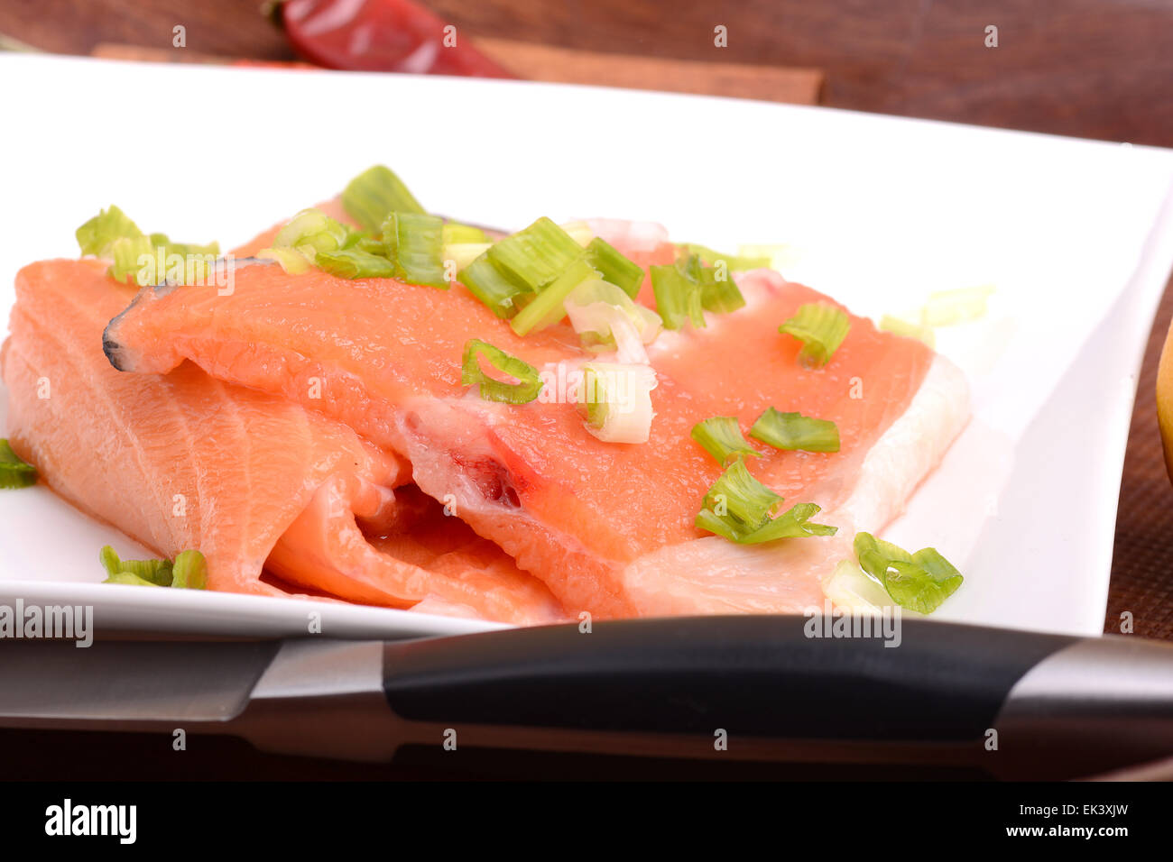 salmon filet with fresh herbs Stock Photo Alamy
