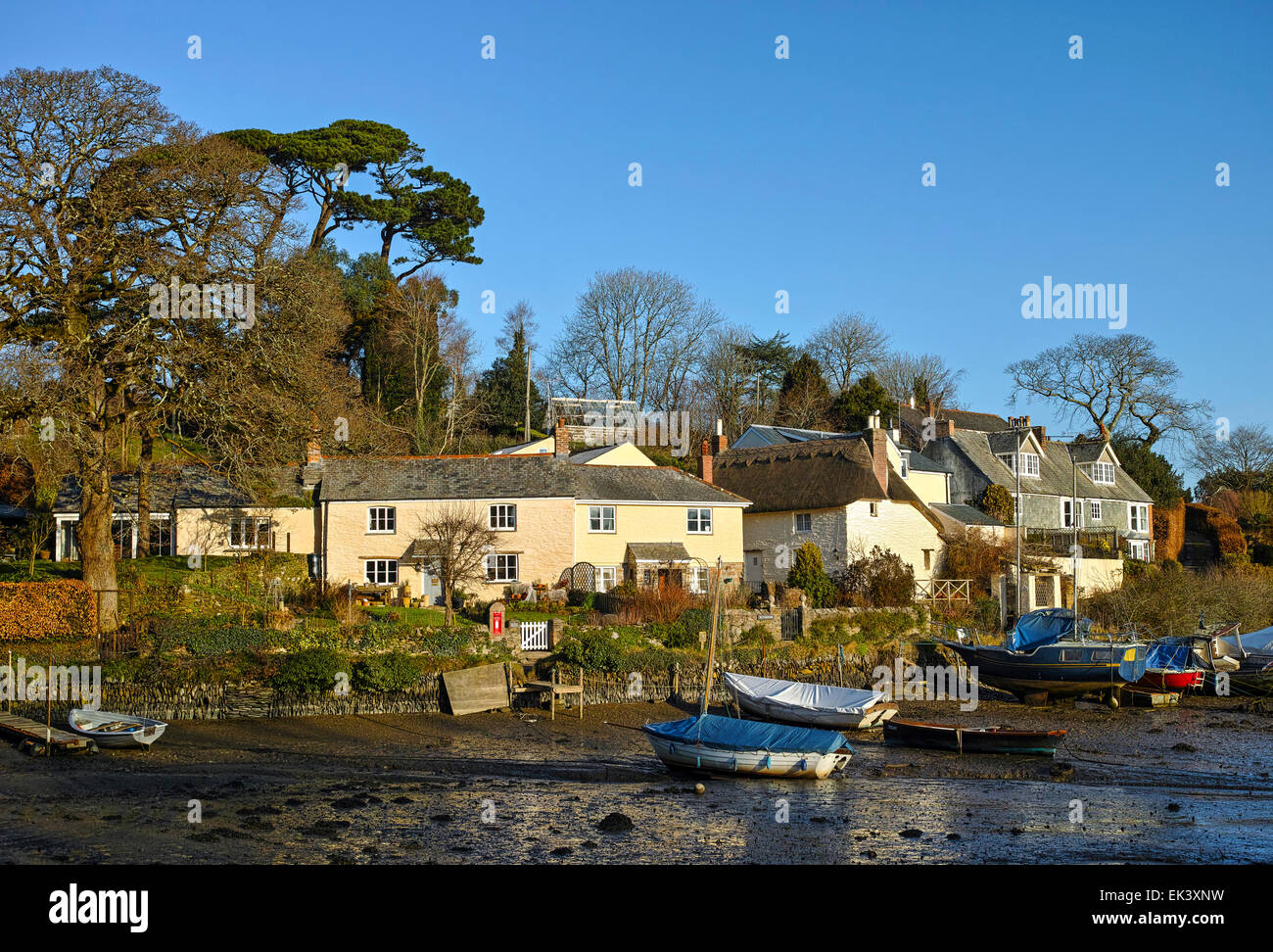 The hamlet of St.Clement on the the Tresillian river near Truro in Cornwall, UK Stock Photo