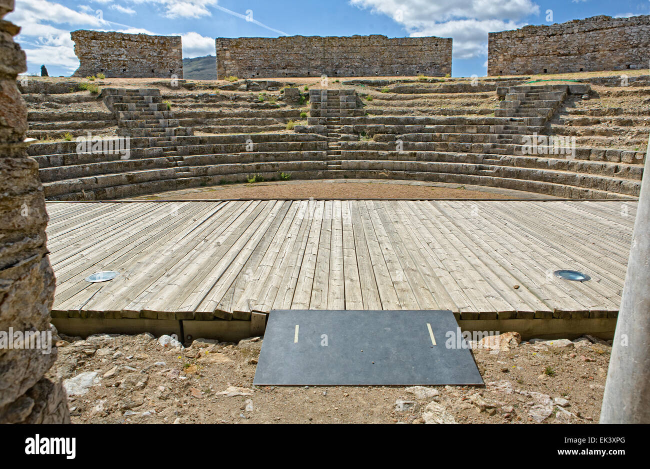 The Roman theater in Regina is located approximately 1 km from the town Casa de Reina beside the famous ruins of the Roman city Stock Photo