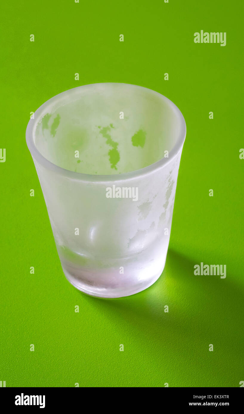 A frosted shot glass for vodka or akvavit Stock Photo