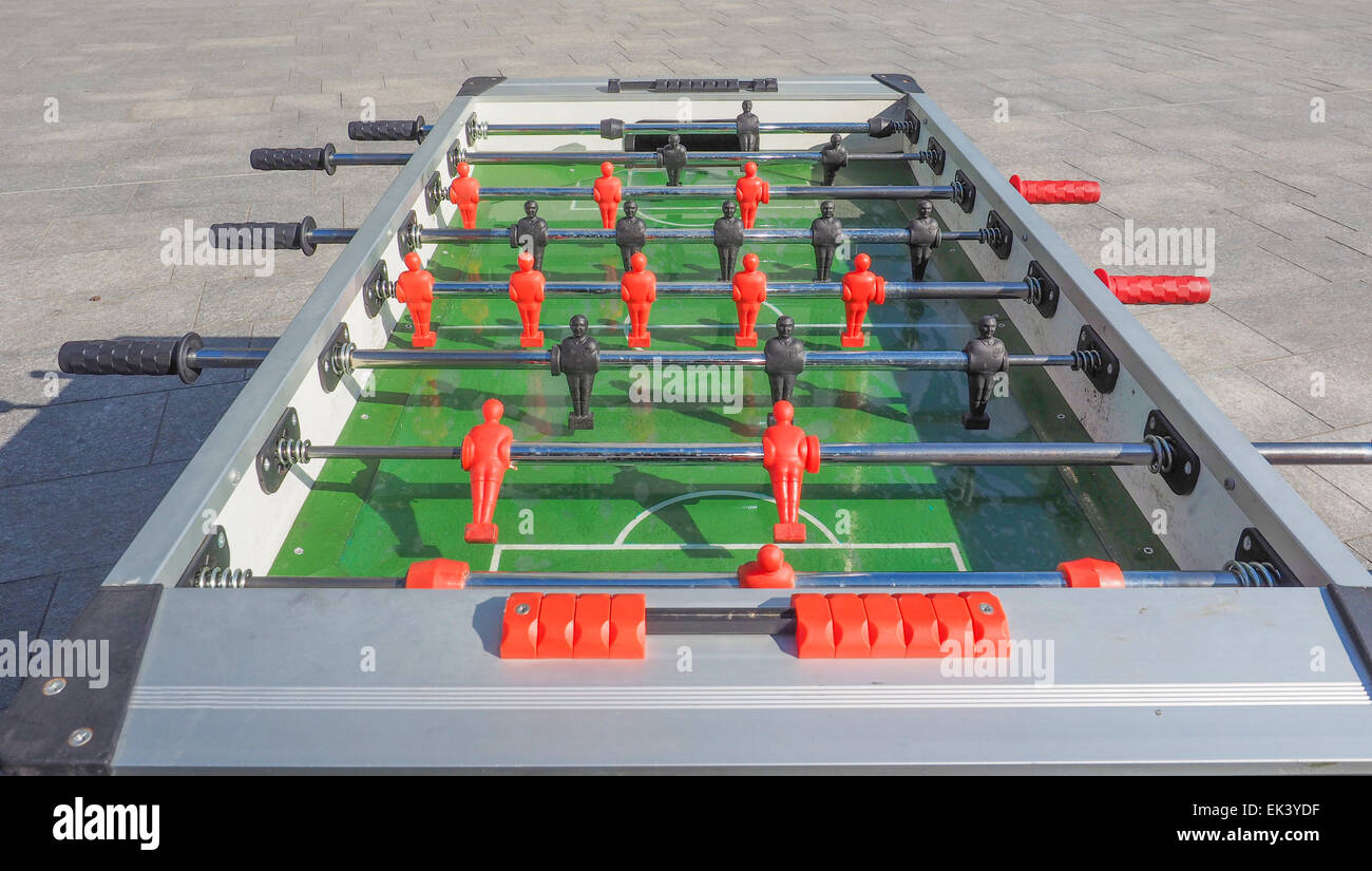 Table football aka table soccer, foosball from the German Tischfussball
