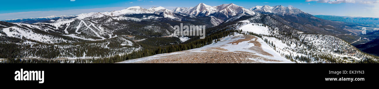 Panorama view of Monarch Mountain and the Sawatch Range of mountains, Continental Divide, central Colorado, USA Stock Photo