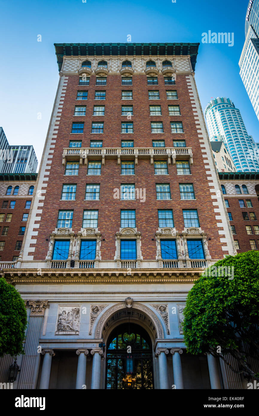 Tall brick building at Pershing Square, in downtown Los Angeles, California. Stock Photo