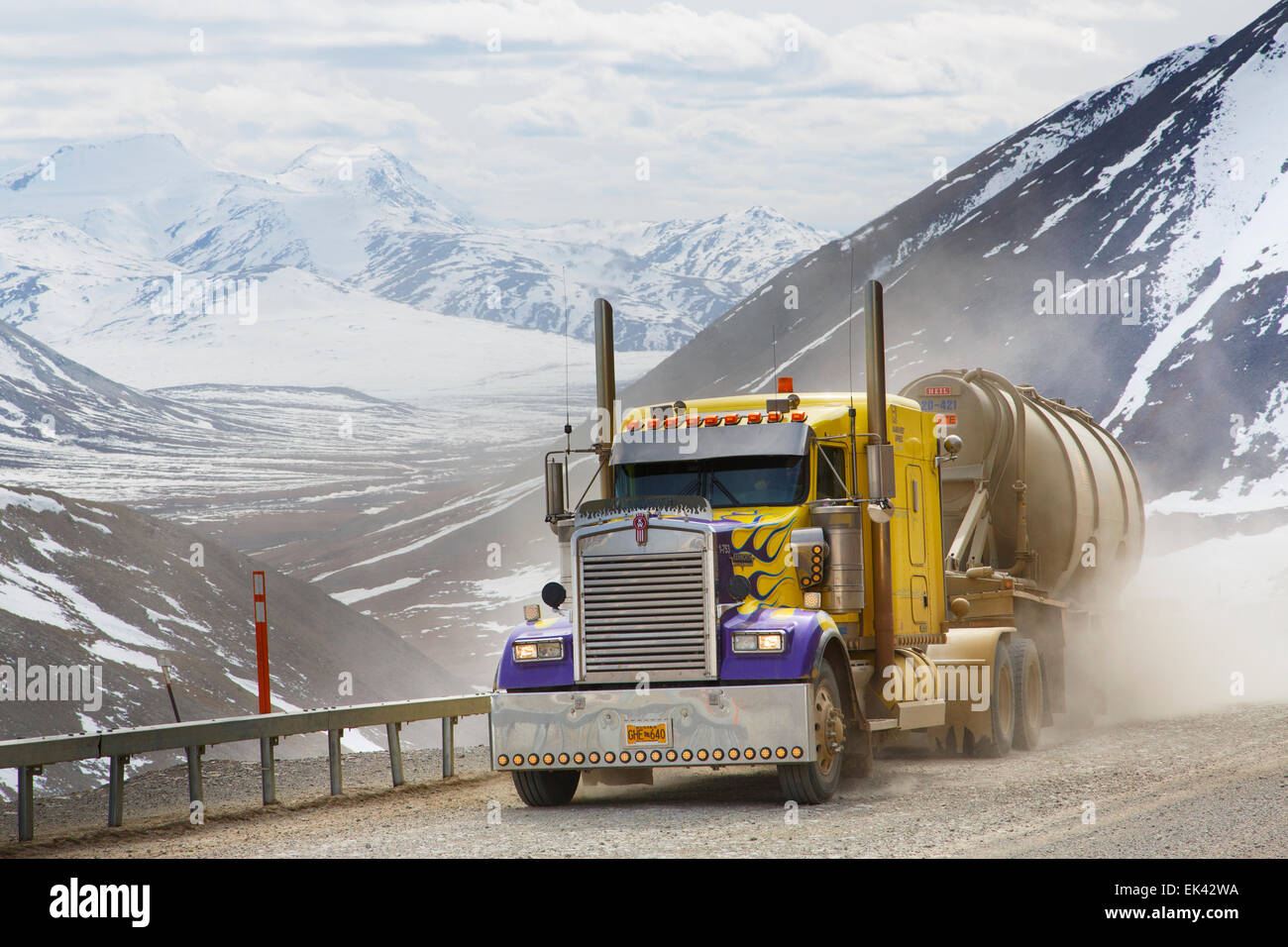 A truck climbs Atigun Pass, Dalton Highway, Alaska Stock Photo Alamy