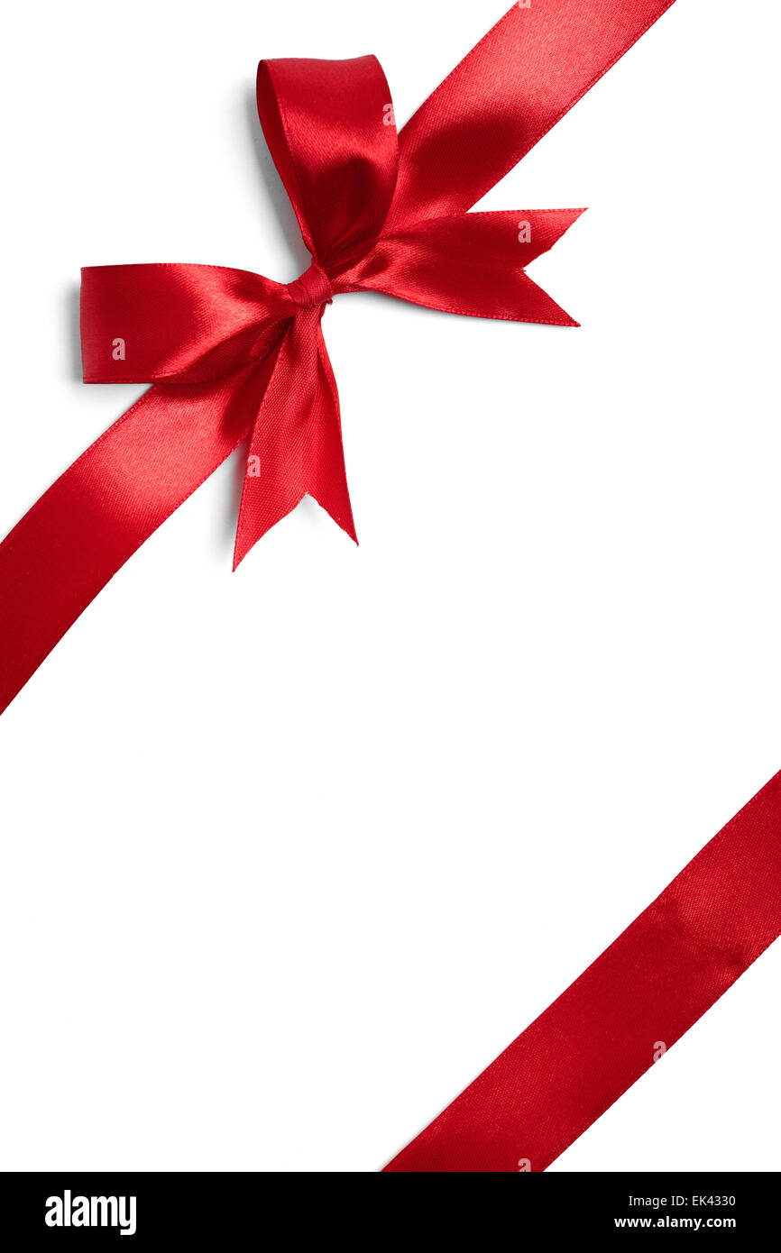 Shiny red satin ribbon on white background Stock Photo - Alamy